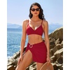 image:imageSUUKSESS Women Twist High Waisted Bikini Set Metal Cover Up 3 Piece Swimsuits206 Wine Red