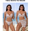 image:imageSUUKSESS Women Twist High Waisted Bikini Set Metal Cover Up 3 Piece Swimsuits206 Yellow Floral