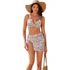 image:imageSUUKSESS Women Twist High Waisted Bikini Set Metal Cover Up 3 Piece Swimsuits206 Yellow Floral