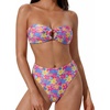 image:imageSUUKSESS Women Bandeau O Ring Bikini Sets Tie Back High Waisted 2 Piece Swimsuit01pink Floral