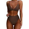 image:imageSUUKSESS Women High Waisted High Cut Bikini Set Sexy Triangle Two Piece Swimsuits127 Deep Brown