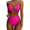 image:imageSUUKSESS Women High Waisted High Cut Bikini Set Sexy Triangle Two Piece Swimsuits127 Hot Pink