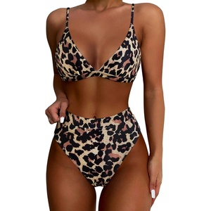 image:imageSUUKSESS Women High Waisted High Cut Bikini Set Sexy Triangle Two Piece Swimsuits127 Leopard