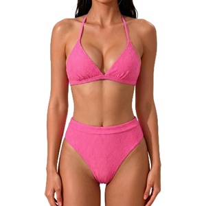 image:imageSUUKSESS Women High Waisted High Cut Bikini Set Sexy Triangle Two Piece SwimsuitsHot Pink