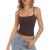 image:imageSUUKSESS Women Cotton Double Layer Bra Cami Summer Going Out Sleeveless TopsDark Brown