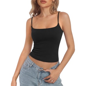 image:imageSUUKSESS Women Cotton Double Layer Bra Cami Summer Going Out Sleeveless TopsBlack