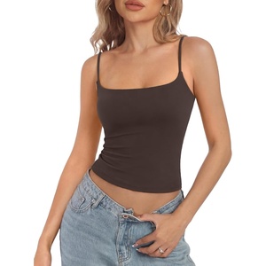 image:imageSUUKSESS Women Cotton Double Layer Bra Cami Summer Going Out Sleeveless TopsDark Brown