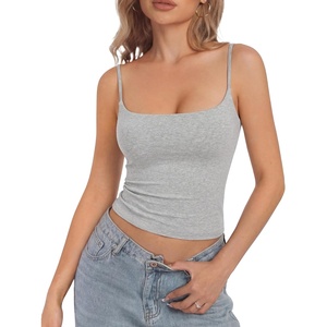 image:imageSUUKSESS Women Cotton Double Layer Bra Cami Summer Going Out Sleeveless TopsFlower Grey