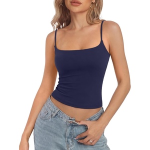 image:imageSUUKSESS Women Cotton Double Layer Bra Cami Summer Going Out Sleeveless TopsNavy Blue