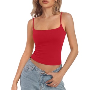 image:imageSUUKSESS Women Cotton Double Layer Bra Cami Summer Going Out Sleeveless TopsRed