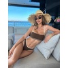 image:imageSUUKSESS Women Bandeau High Waisted Bikini Set Cheeky High Cut 2 Piece Swimsuits198 Beige Brown