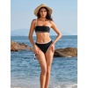 image:imageSUUKSESS Women Bandeau High Waisted Bikini Set Cheeky High Cut 2 Piece Swimsuits198 Black White