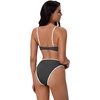 image:imageSUUKSESS Women Bandeau High Waisted Bikini Set Cheeky High Cut 2 Piece Swimsuits198 Black White Polka Dots