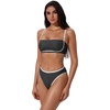 image:imageSUUKSESS Women Bandeau High Waisted Bikini Set Cheeky High Cut 2 Piece Swimsuits198 Black White Polka Dots
