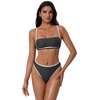 image:imageSUUKSESS Women Bandeau High Waisted Bikini Set Cheeky High Cut 2 Piece Swimsuits198 Black White Polka Dots
