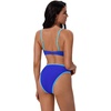 image:imageSUUKSESS Women Bandeau High Waisted Bikini Set Cheeky High Cut 2 Piece Swimsuits198 Blue Color Block