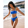 image:imageSUUKSESS Women Bandeau High Waisted Bikini Set Cheeky High Cut 2 Piece Swimsuits198 Blue Color Block