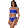 image:imageSUUKSESS Women Bandeau High Waisted Bikini Set Cheeky High Cut 2 Piece Swimsuits198 Blue Color Block