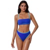 image:imageSUUKSESS Women Bandeau High Waisted Bikini Set Cheeky High Cut 2 Piece Swimsuits198 Blue Color Block