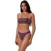 image:imageSUUKSESS Women Bandeau High Waisted Bikini Set Cheeky High Cut 2 Piece Swimsuits198 Brown Polka Dots