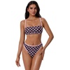 image:imageSUUKSESS Women Bandeau High Waisted Bikini Set Cheeky High Cut 2 Piece Swimsuits198 Brown Polka Dots2