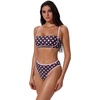 image:imageSUUKSESS Women Bandeau High Waisted Bikini Set Cheeky High Cut 2 Piece Swimsuits198 Brown Polka Dots2