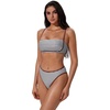 image:imageSUUKSESS Women Bandeau High Waisted Bikini Set Cheeky High Cut 2 Piece Swimsuits198 Brown Striped