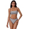 image:imageSUUKSESS Women Bandeau High Waisted Bikini Set Cheeky High Cut 2 Piece Swimsuits198 Brown Striped