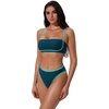 image:imageSUUKSESS Women Bandeau High Waisted Bikini Set Cheeky High Cut 2 Piece Swimsuits198 Green Blue