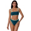 image:imageSUUKSESS Women Bandeau High Waisted Bikini Set Cheeky High Cut 2 Piece Swimsuits198 Green Blue