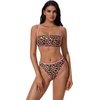 image:imageSUUKSESS Women Bandeau High Waisted Bikini Set Cheeky High Cut 2 Piece Swimsuits198 Leopard Pink