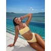 image:imageSUUKSESS Women Bandeau High Waisted Bikini Set Cheeky High Cut 2 Piece Swimsuits198 Light Yellow