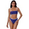 image:imageSUUKSESS Women Bandeau High Waisted Bikini Set Cheeky High Cut 2 Piece Swimsuits198 Navy Blue