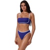 image:imageSUUKSESS Women Bandeau High Waisted Bikini Set Cheeky High Cut 2 Piece Swimsuits198 Navy Blue
