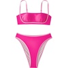image:imageSUUKSESS Women Bandeau High Waisted Bikini Set Cheeky High Cut 2 Piece Swimsuits198 Pink Color Block