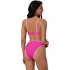 image:imageSUUKSESS Women Bandeau High Waisted Bikini Set Cheeky High Cut 2 Piece Swimsuits198 Pink Color Block