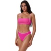 image:imageSUUKSESS Women Bandeau High Waisted Bikini Set Cheeky High Cut 2 Piece Swimsuits198 Pink Color Block