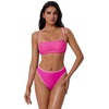 image:imageSUUKSESS Women Bandeau High Waisted Bikini Set Cheeky High Cut 2 Piece Swimsuits198 Pink Color Block