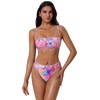 image:imageSUUKSESS Women Bandeau High Waisted Bikini Set Cheeky High Cut 2 Piece Swimsuits198 Pink Floral