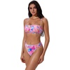 image:imageSUUKSESS Women Bandeau High Waisted Bikini Set Cheeky High Cut 2 Piece Swimsuits198 Pink Floral