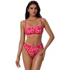 image:imageSUUKSESS Women Bandeau High Waisted Bikini Set Cheeky High Cut 2 Piece Swimsuits198 Pink Yellow Floral