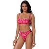 image:imageSUUKSESS Women Bandeau High Waisted Bikini Set Cheeky High Cut 2 Piece Swimsuits198 Pink Yellow Floral
