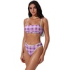 image:imageSUUKSESS Women Bandeau High Waisted Bikini Set Cheeky High Cut 2 Piece Swimsuits198 Purple Plaid