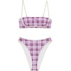 image:imageSUUKSESS Women Bandeau High Waisted Bikini Set Cheeky High Cut 2 Piece Swimsuits198 Purple Plaid