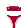 image:imageSUUKSESS Women Bandeau High Waisted Bikini Set Cheeky High Cut 2 Piece Swimsuits198 Red White