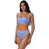 image:imageSUUKSESS Women Bandeau High Waisted Bikini Set Cheeky High Cut 2 Piece Swimsuits198 Sky Blue