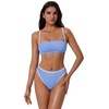 image:imageSUUKSESS Women Bandeau High Waisted Bikini Set Cheeky High Cut 2 Piece Swimsuits198 Sky Blue