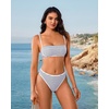 image:imageSUUKSESS Women Bandeau High Waisted Bikini Set Cheeky High Cut 2 Piece Swimsuits198 White Black Striped