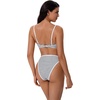 image:imageSUUKSESS Women Bandeau High Waisted Bikini Set Cheeky High Cut 2 Piece Swimsuits198 White Black Striped