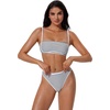 image:imageSUUKSESS Women Bandeau High Waisted Bikini Set Cheeky High Cut 2 Piece Swimsuits198 White Black Striped